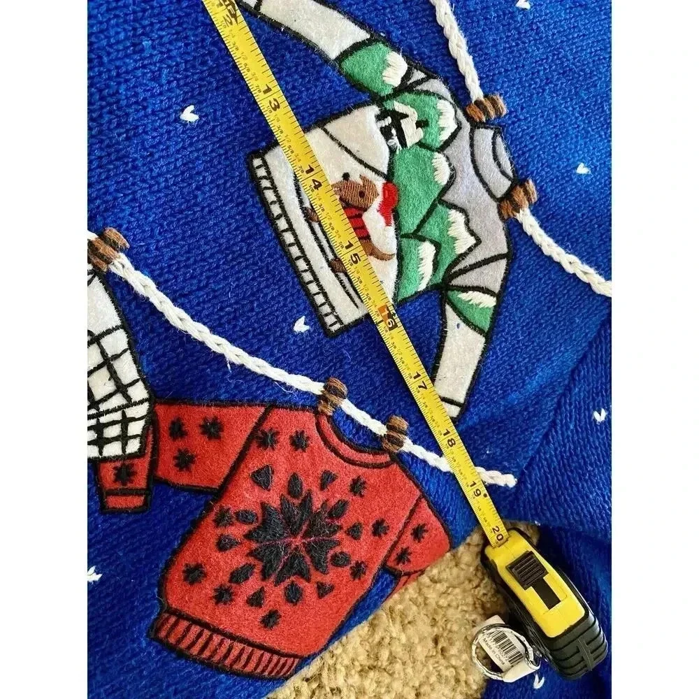 DESIGNERS ORIGINALS vintage Christmas cardigan Ugly Sweater Blue Size Small Knit